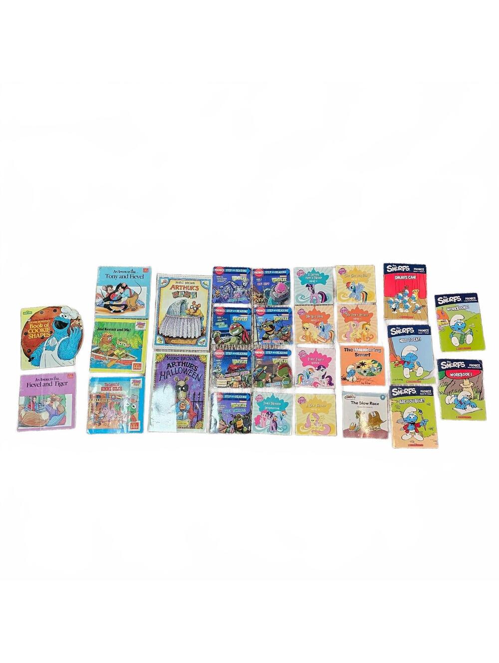 28 Piece Lot Elementary Phonics Books Smurfs My Little Pony Sesame Street Others